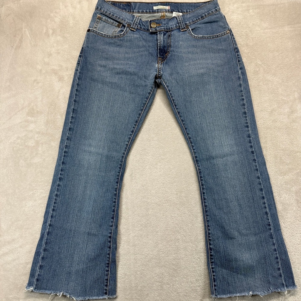 Vintage Levi's‎ Jeans Women's 12M Blue Low Flare Flap Pocket Raw Hem Y2K Denim